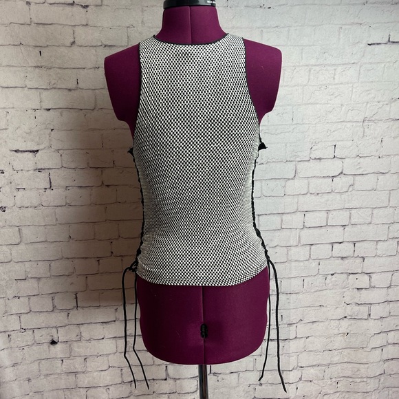 Gilded Intent tank top black and white design with lace up sides size small - Picture 3 of 5